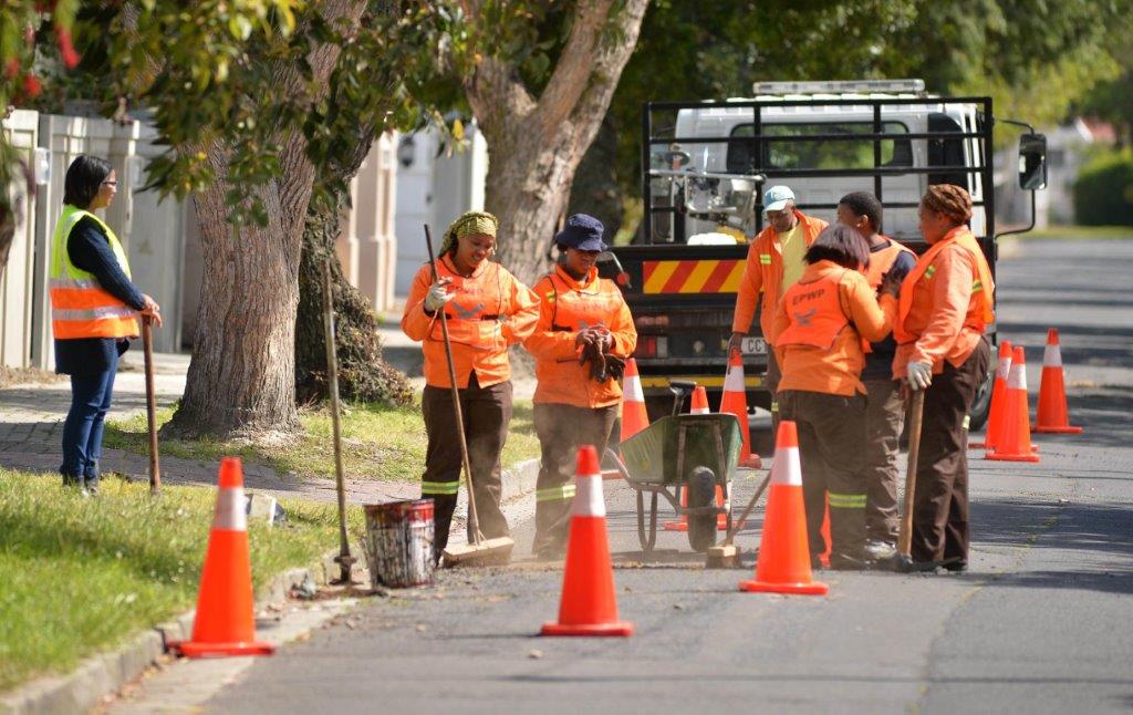 Womens road repair team